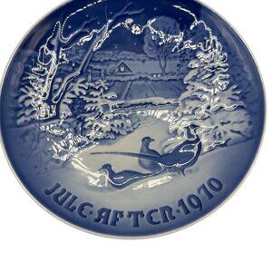 Bing & Grøndahl 1970 Christmas Plate Jul I Skovbrynet Pheasants In Snow Denmark